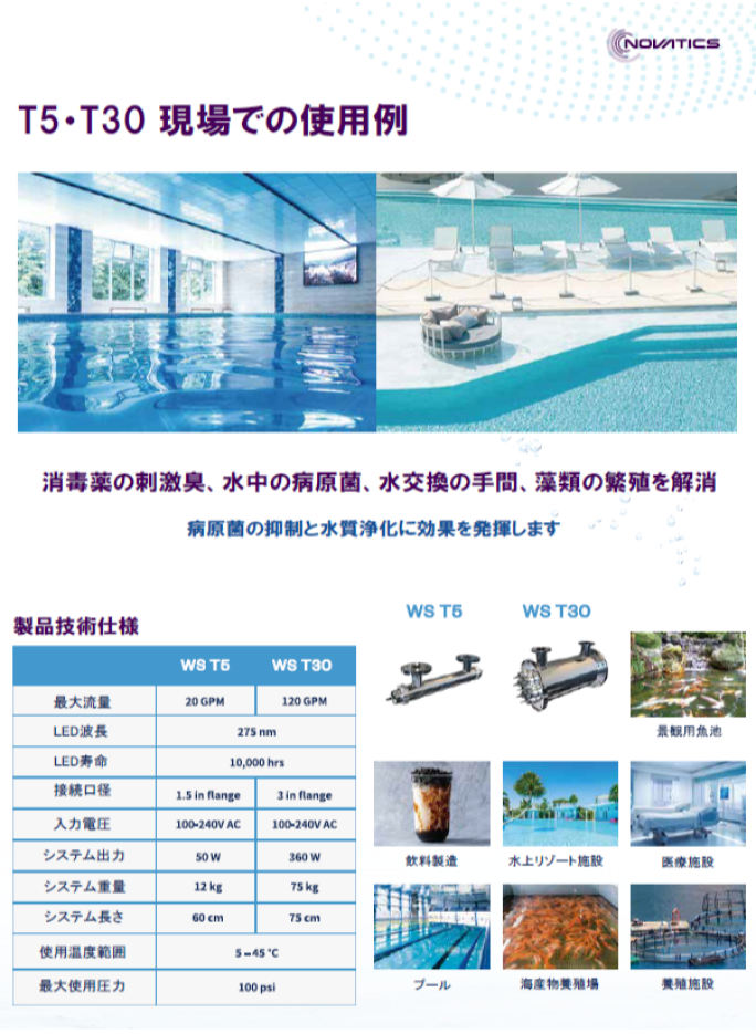 UV-C　LED水質改善システム　※台湾Novatics社製品　日本代理店　（株）シルバーアイ